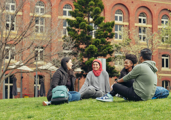 students at deakin's geelong waterfront campus